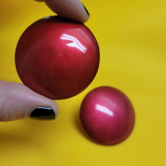 Vintage Oversized Red Pearlescent Earrings - Picture 1 of 5